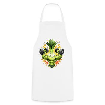 Strong Leek Bodybuilder Illustration - Cooking Apron - white - Front - AI Model Male 185 dark (185cm)