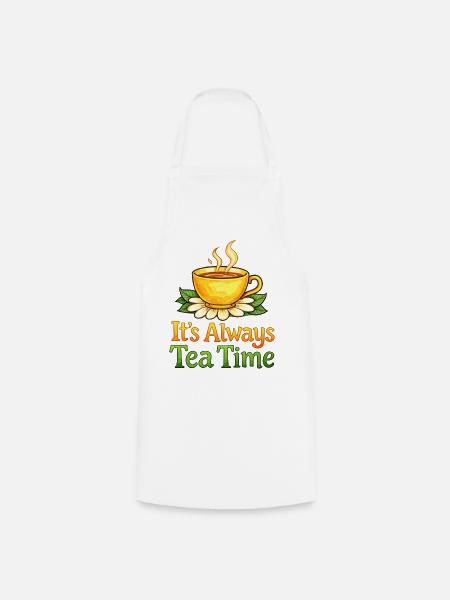 Always Tea Time Teetassen-Design - Kochschürze - Weiß