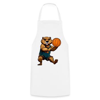 Basketball player Biber - Cooking Apron - white - Front - AI Model Male 185 dark (185cm)