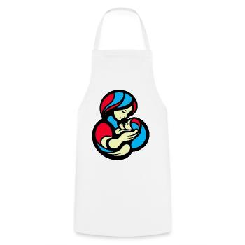 Mother and Child Color Block Style - Cooking Apron - white - Front - AI Model Male 185 dark (185cm)