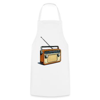 Retro Orange Radio - Cooking Apron - white - Front - AI Model Male 185 dark (185cm)