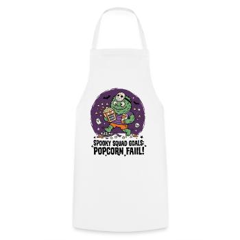 Monster Horror Fan Popcorn Movie Night - Cooking Apron - white - Front - AI Model Male 185 dark (185cm)