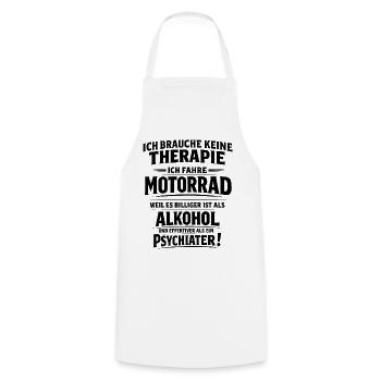 Motorrad statt Therapie lustiger Biker Spruch - Kochschürze - Weiß - Vorne - AI Model Male 185 dark (185cm)