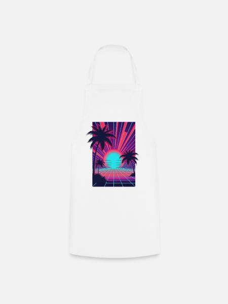 Neon sunset on the palm beach - Cooking Apron - white