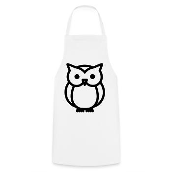 Owl - Cooking Apron - white - Front - AI Model Male 185 dark (185cm)