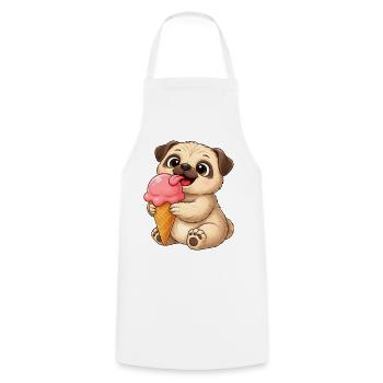 Süßer Hund mit Eis Cartoon - Kochschürze - Weiß - Vorne - AI Model Male 185 dark (185cm)