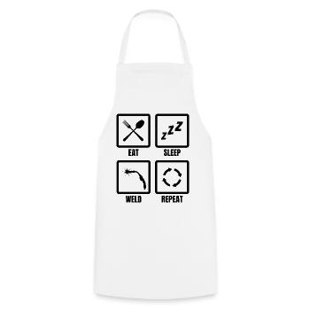 Routine de soudeur - Tablier de cuisine - blanc - Devant - AI Model Male 185 dark (185cm)
