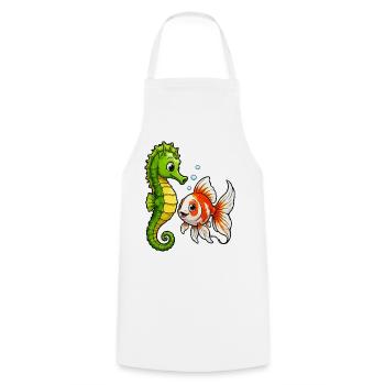 Poisson rouge hippocampe des Amis sous-marins - Tablier de cuisine - blanc - Devant - AI Model Male 185 dark (185cm)