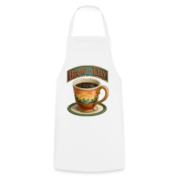 Brew the Day Sunrise Landschaftsbecher - Kochschürze - Weiß - Vorne - AI Model Male 185 dark (185cm)