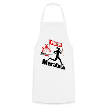 Female Marathon Runner – Race Time - Cooking Apron - white - Front - AI Model Male 185 dark (185cm)
