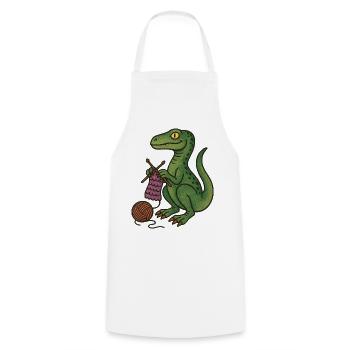 Dino Knitting Cozy - Cooking Apron - white - Front - AI Model Male 185 dark (185cm)