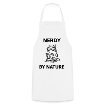 Nerdy By Nature Cat Glasses Bookworm Saying - Cooking Apron - white - Front - AI Model Male 185 dark (185cm)