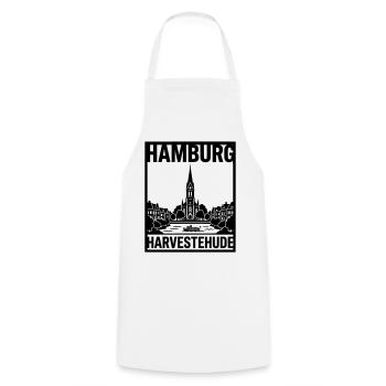 Harvestehude Hamburg - Kochschürze - Weiß - Vorne - AI Model Male 185 dark (185cm)