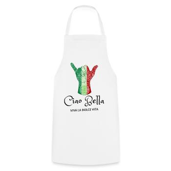Italian Flag Tribal Horn Hand - Cooking Apron - white - Front - AI Model Male 185 dark (185cm)