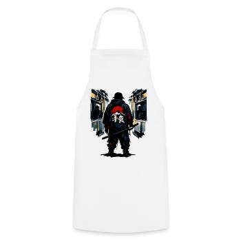 Urban Ninja with Red Sun - Cooking Apron - white - Front - AI Model Male 185 dark (185cm)