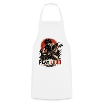Play Loud Guitar Motif - Cooking Apron - white - Front - AI Model Male 185 dark (185cm)