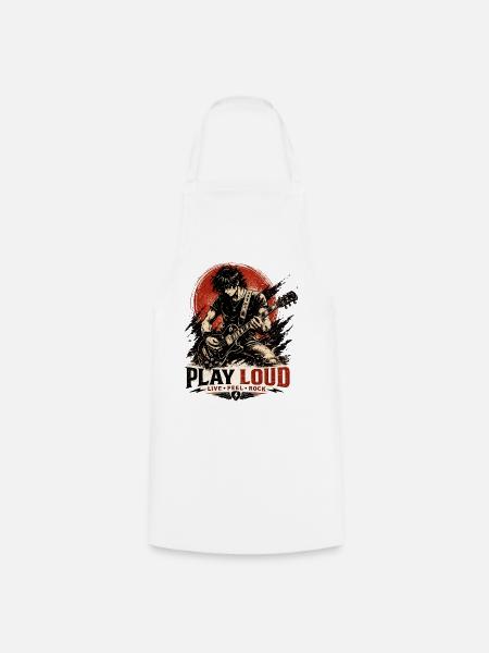 Play Loud Gitarren-Motiv - Kochschürze - Weiß