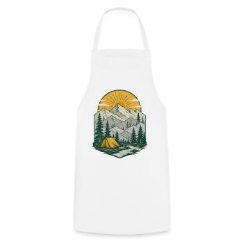 Sunrise Mountain Camp Scene - Cooking Apron - white - Front - AI Model Male 185 dark (185cm)