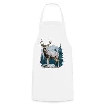 Deer with antlers - Cooking Apron - white - Front - AI Model Male 185 dark (185cm)