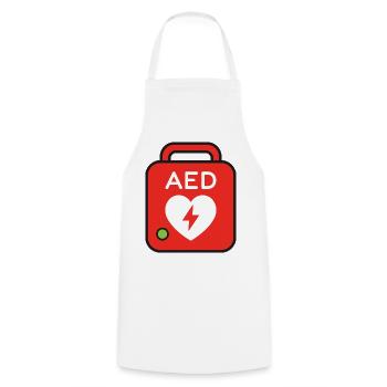 Défibrillateur AED - Tablier de cuisine - blanc - Devant - AI Model Male 185 dark (185cm)