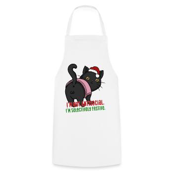 Lustige INFJ-Weihnachtskatze Selektive Festlichkeit - Kochschürze - Weiß - Vorne - AI Model Male 185 dark (185cm)