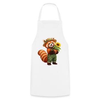 Roter Panda-Gärtner mit Sonnenblume - Kochschürze - Weiß - Vorne - AI Model Male 185 dark (185cm)