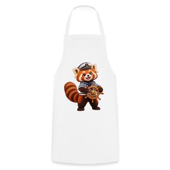 Sailor Red Panda mit Schiffsrad - Kochschürze - Weiß - Vorne - AI Model Male 185 dark (185cm)