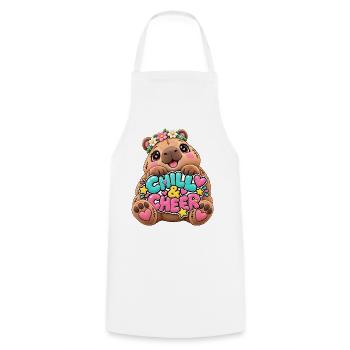 Kuschelbär Chill & Cheer - Kochschürze - Weiß - Vorne - AI Model Male 185 dark (185cm)