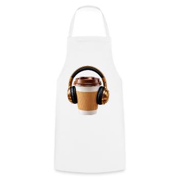 Musik mit Kaffee - Kochschürze - Weiß - Vorne - AI Model Male 185 dark (185cm)