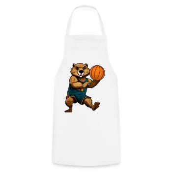 Biber Basketball - Kochschürze - Weiß - Vorne - AI Model Male 185 dark (185cm)