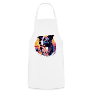 Vintage Sunset Border Collie - Cooking Apron - white - Front - AI Model Male 185 dark (185cm)