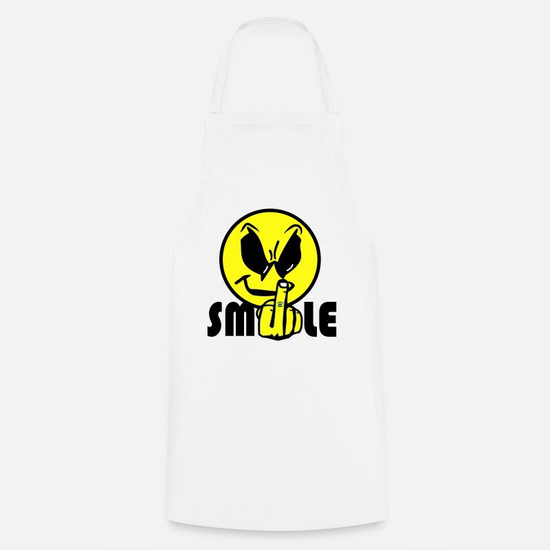 Smile Text Logo - Cooking Apron - white