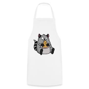 Fat Raccoon Eating Pizza Funny Comic Style - Cooking Apron - white - Front - AI Model Male 185 dark (185cm)