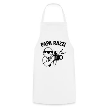 PAPA RAZZI – Toujours prêt à capturer l’instant… - Tablier de cuisine - blanc - Devant - AI Model Male 185 dark (185cm)