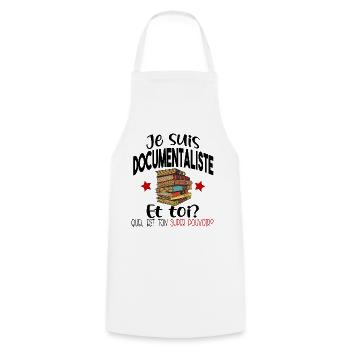 Documentaliste Livre Métier Collègue Humour Cadeau - Tablier de cuisine - blanc - Devant - AI Model Male 185 dark (185cm)