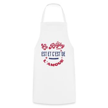 le rugby c'est, et reste de l'amour - Tablier de cuisine - blanc - Devant - AI Model Male 185 dark (185cm)