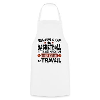 Basketball Basketteur Basket Basketteuse Humour - Tablier de cuisine - blanc - Devant - AI Model Male 185 dark (185cm)