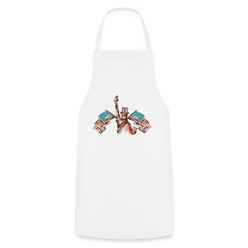 USA TORCH AMERICA 4TH JULY FOURTH STARS STRIPES - Cooking Apron - white - Front - AI Model Male 185 dark (185cm)