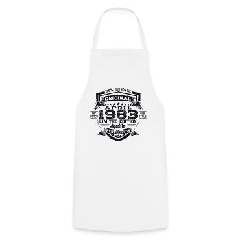 40th birthday man April Born 1983 Original - Cooking Apron - white - Front - AI Model Male 185 dark (185cm)