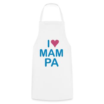 I love MAMPA - Cooking Apron - white - Front - AI Model Male 185 dark (185cm)