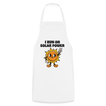 I run on Solar Power - Cooking Apron - white - Front - AI Model Male 185 dark (185cm)