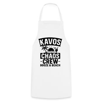 Kavos Chaos Crew – Schnaps & Strand - Kochschürze - Weiß - Vorne - AI Model Male 185 dark (185cm)