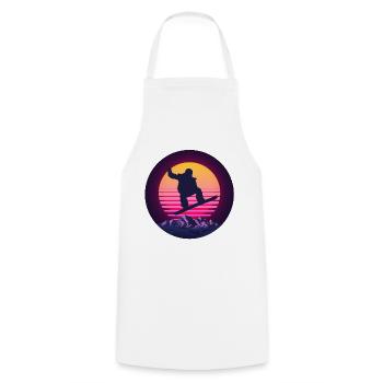 Snowboard Snowboarder Sports d'hiver Rétro - Tablier de cuisine - blanc - Devant - AI Model Male 185 dark (185cm)