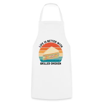 Food Love Sandwich Baguette Cheese - Cooking Apron - white - Front - AI Model Male 185 dark (185cm)