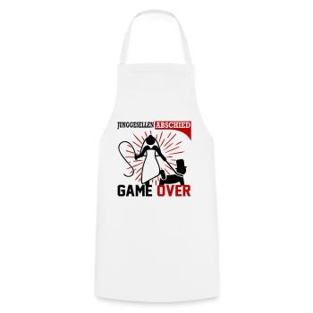 Junggesellenabschied Game Over Peitsche Married - Kochschürze - Weiß - Vorne - AI Model Male 185 dark (185cm)