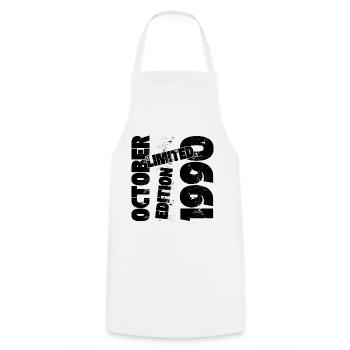 OCTOBER LIMITED EDITION 1990 - Cooking Apron - white - Front - AI Model Male 185 dark (185cm)