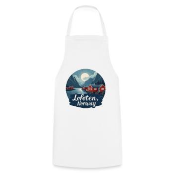 Majestueuse Lofoten Norvège - Tablier de cuisine - blanc - Devant - AI Model Male 185 dark (185cm)