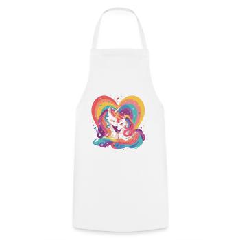 Unicorn Heart Love Cuddle Hug Cute Cute - Cooking Apron - white - Front - AI Model Male 185 dark (185cm)