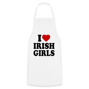I love irish girls - Cooking Apron - white - Front - AI Model Male 185 dark (185cm)