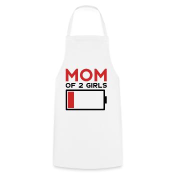 MOM OF 2 GIRLS - Cooking Apron - white - Front - AI Model Male 185 dark (185cm)